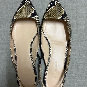 Everlane Black and Cream Patterned Loafers